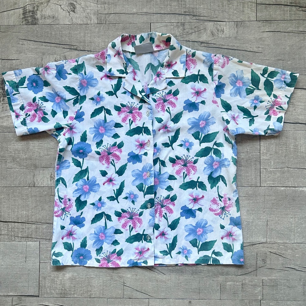 Vintage Blair Cottagecore 90s Y2K Floral Short Sleeve Button Down Retro L